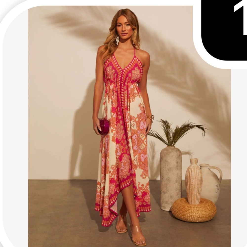 Pink/orange/cream handkerchief dress